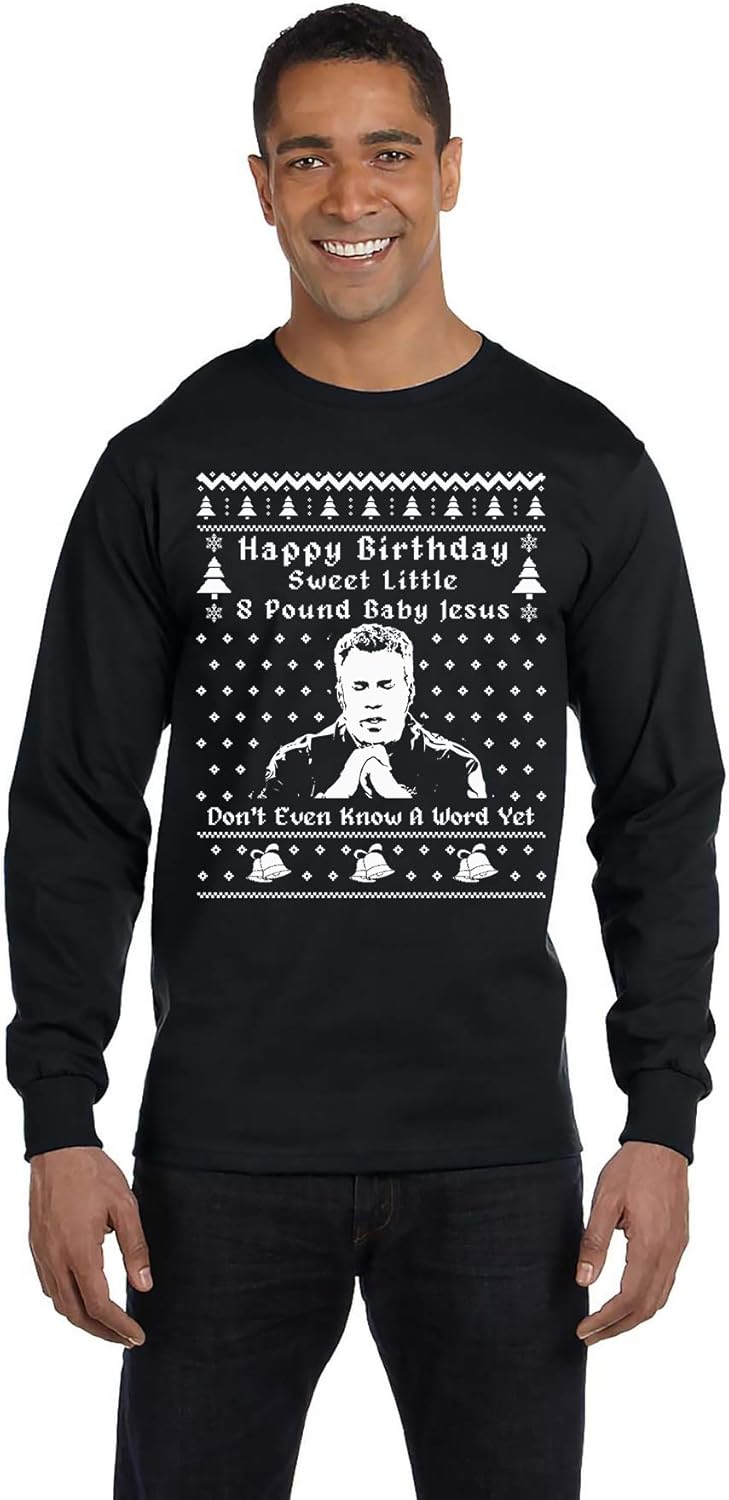 ShirtInvaders Sweet Little 8 Pound Baby Jesus - Ugly Christmas Sweater - Long Sleeve Shirt