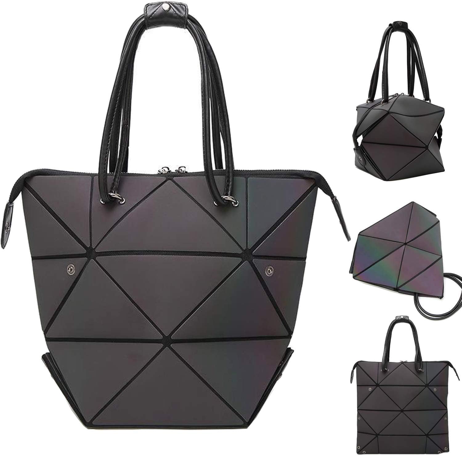 Woman Handbag Luminous Handbag Lattice Design Geometric Bag Top Handle Satchel Purse Large Shoulder Bags Shopping Handbags for Women-Changeable Shape