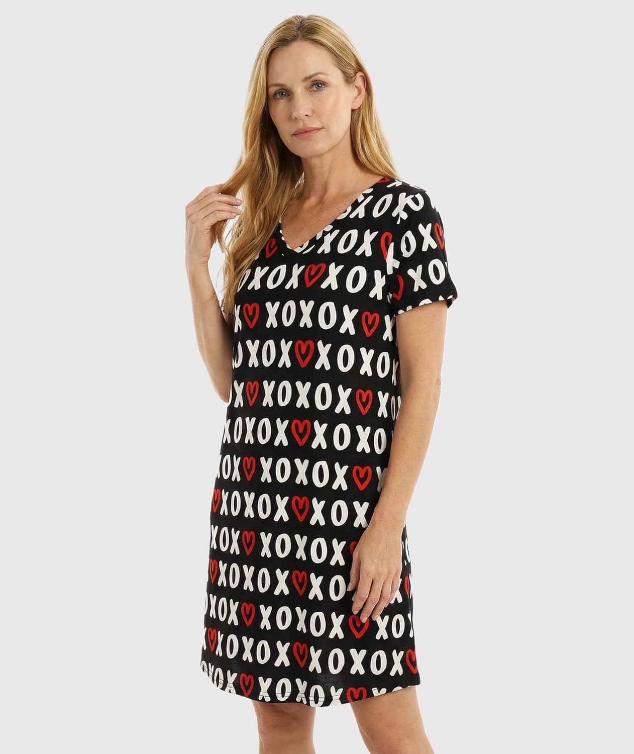 GYS Bamboo Viscose Women's Nightgowns Classic Short Sleeve V Neck Sleep Dress - Image 3