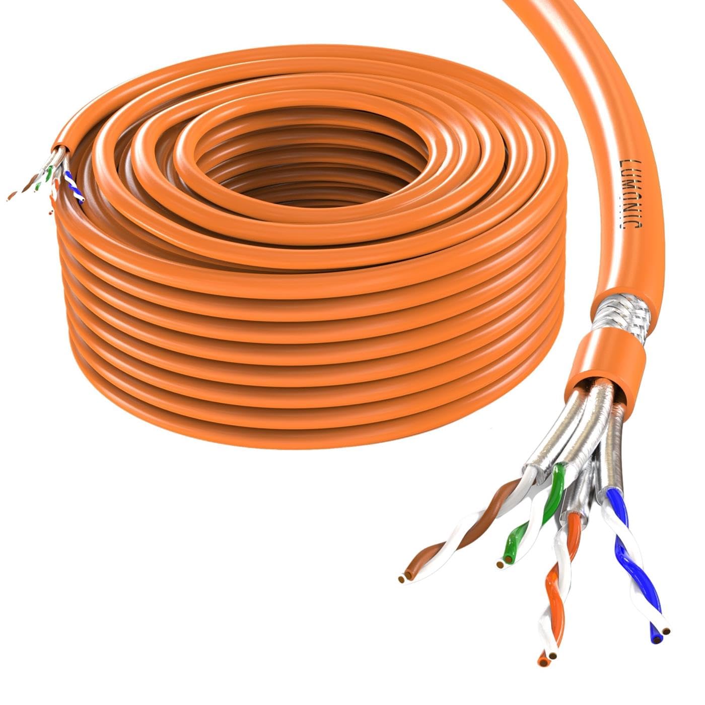 Lumonic CAT7 Cavo di rete S/FTP 20m | Cavo di Installazione AWG 23 | 100% Rame OFC | 10 Gbit/s | senza alogeni | 600 MHz | LAN Cavo, Ethernet Cavo