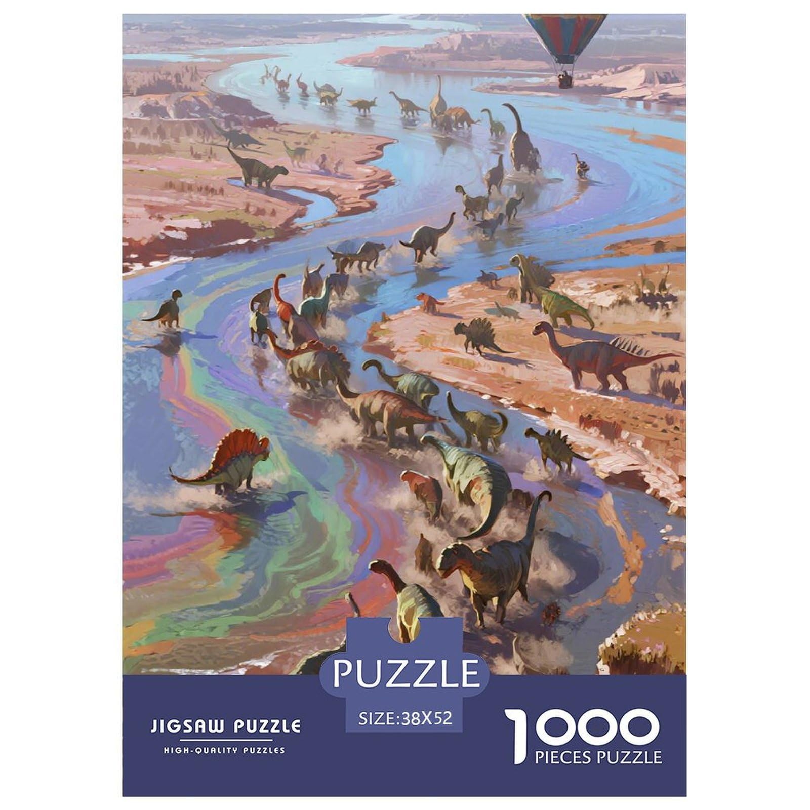 Dinosaur 1000 Pieces Puzzles Games Challenge Toy Dinosaur World Home Decoration Family Fun Kids Age 12+ 52x38cm/1000pcs