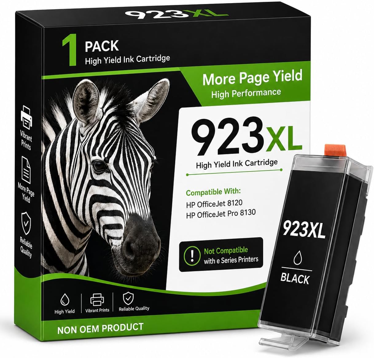 923e 923XL 923 Black Ink Cartridges for HP Printers with Chip Replacement for HP Ink 923e 923 Black for OfficeJet 8120e 8122e 8124e Pro 8135e 8138e 8139e 8130e 8132e