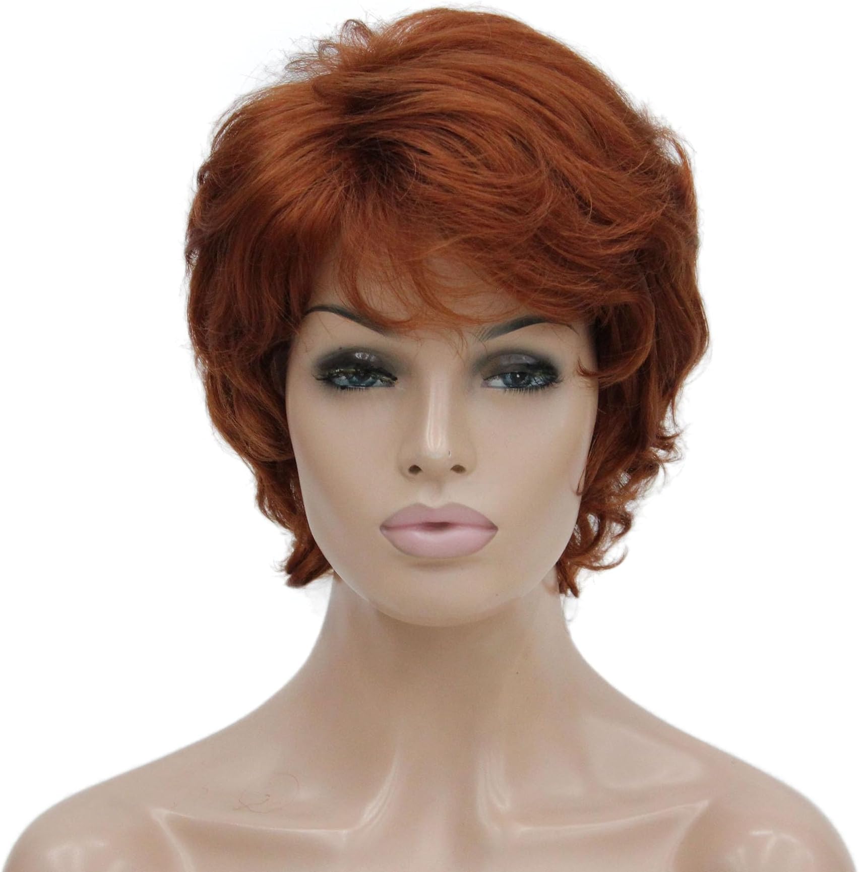 Lydell 6" Short Curly Wavy Wigs Synthetic Full Hair Classic Style(130 Fox Red)
