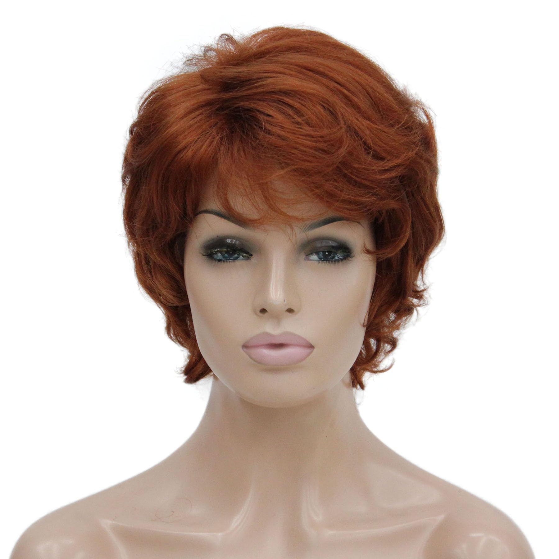 Lydell 6" Short Curly Wavy Wigs Synthetic Full Hair Classic Style(130 Fox Red)