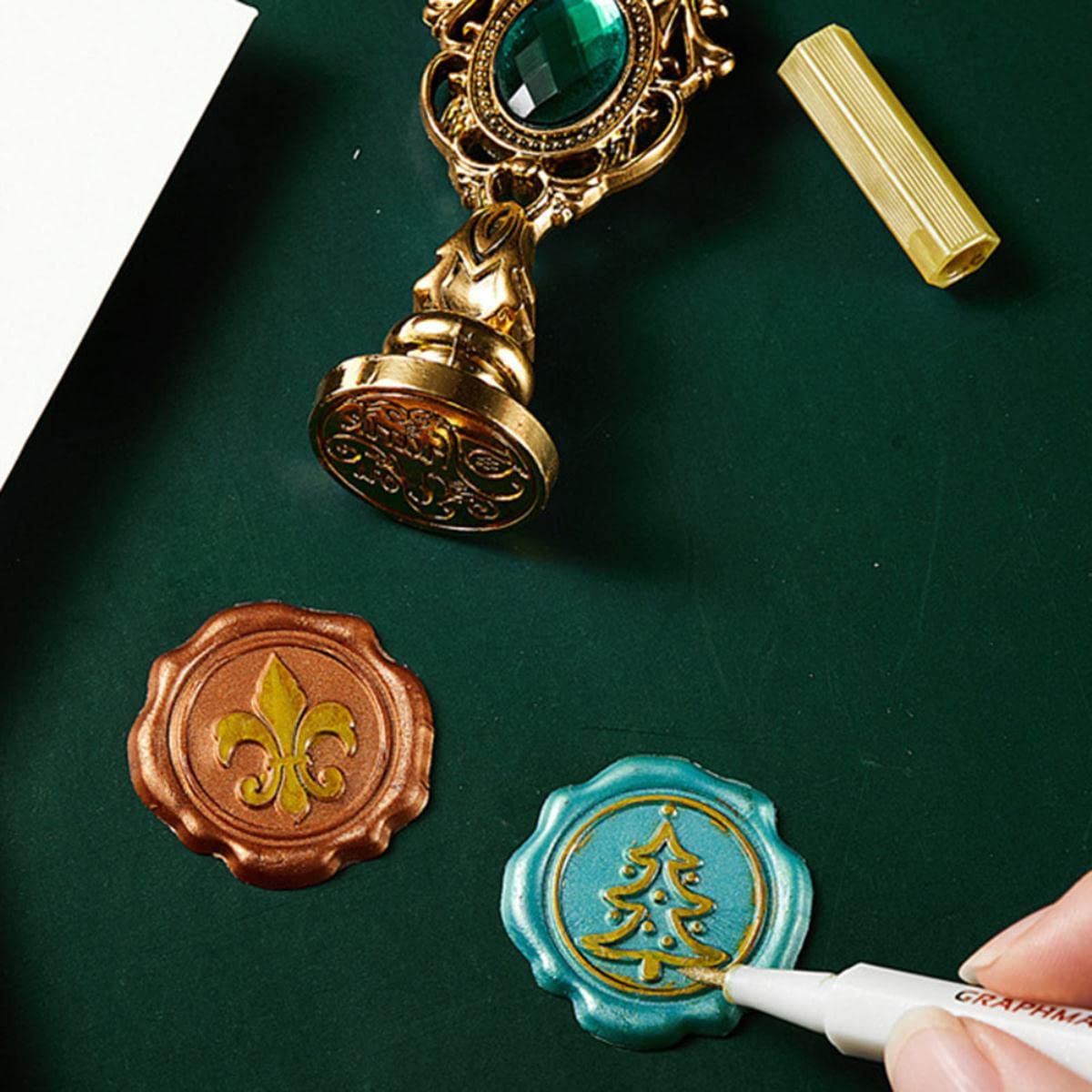 Vintage Lack Siegel Set Wachs Stempel Geschenkbox Wachsperlen Umschlag Siegelstempel Handwerk Hochzeit Verpackung DIY Scrapbooking Werkzeuge-Antik Gold,China