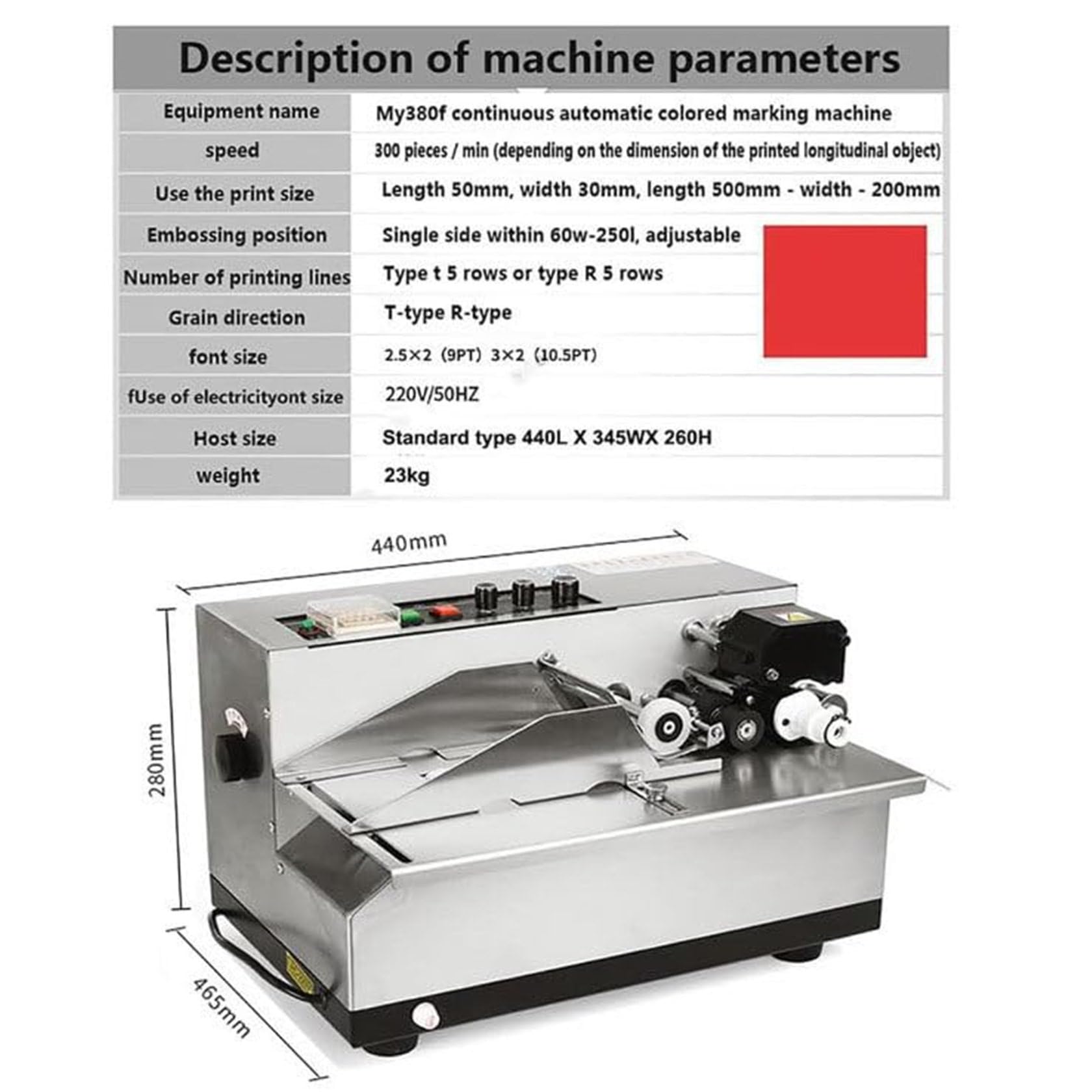 Máquina automática de etiquetado de fecha de impresión, dispositivo de codificación por lotes de rueda de tinta de 180 W, control fotoeléctrico, conteo automático, 300 unidades/minuto, tecnología de