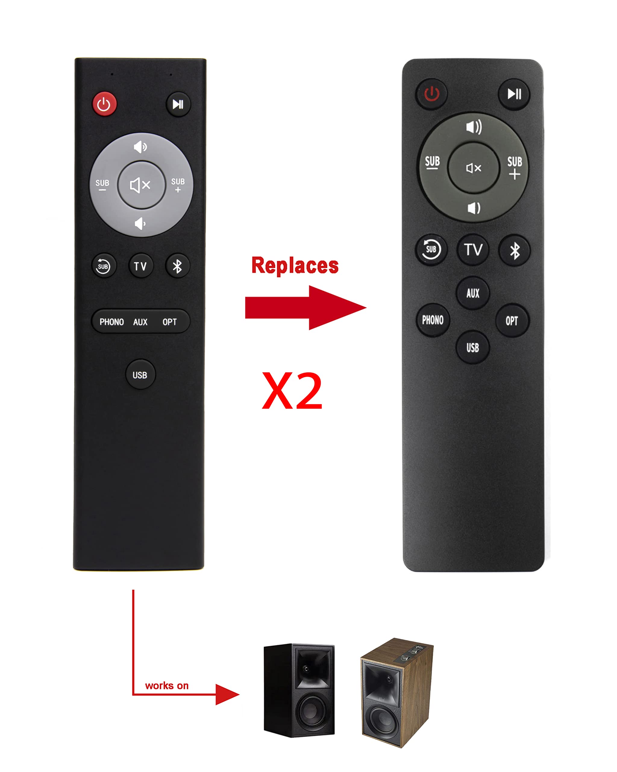Amazon | 交換用リモコン Klipsch The Fives パワードスピーカー用 2個