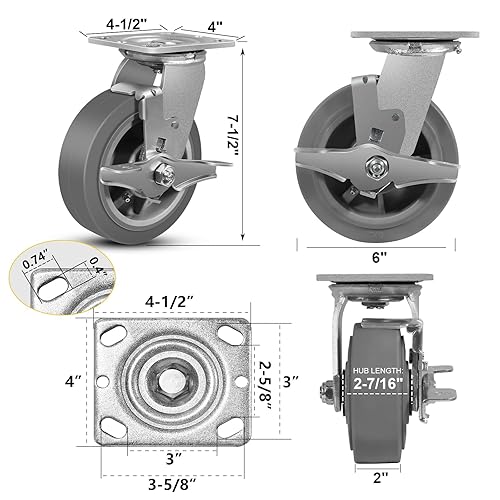 Miniatura 67 de Rueda rígida industrial de 5 x 2 pulgadas, rueda de goma para muebles, plataforma, camión, carrito de ruedas (1 paquete rígido)