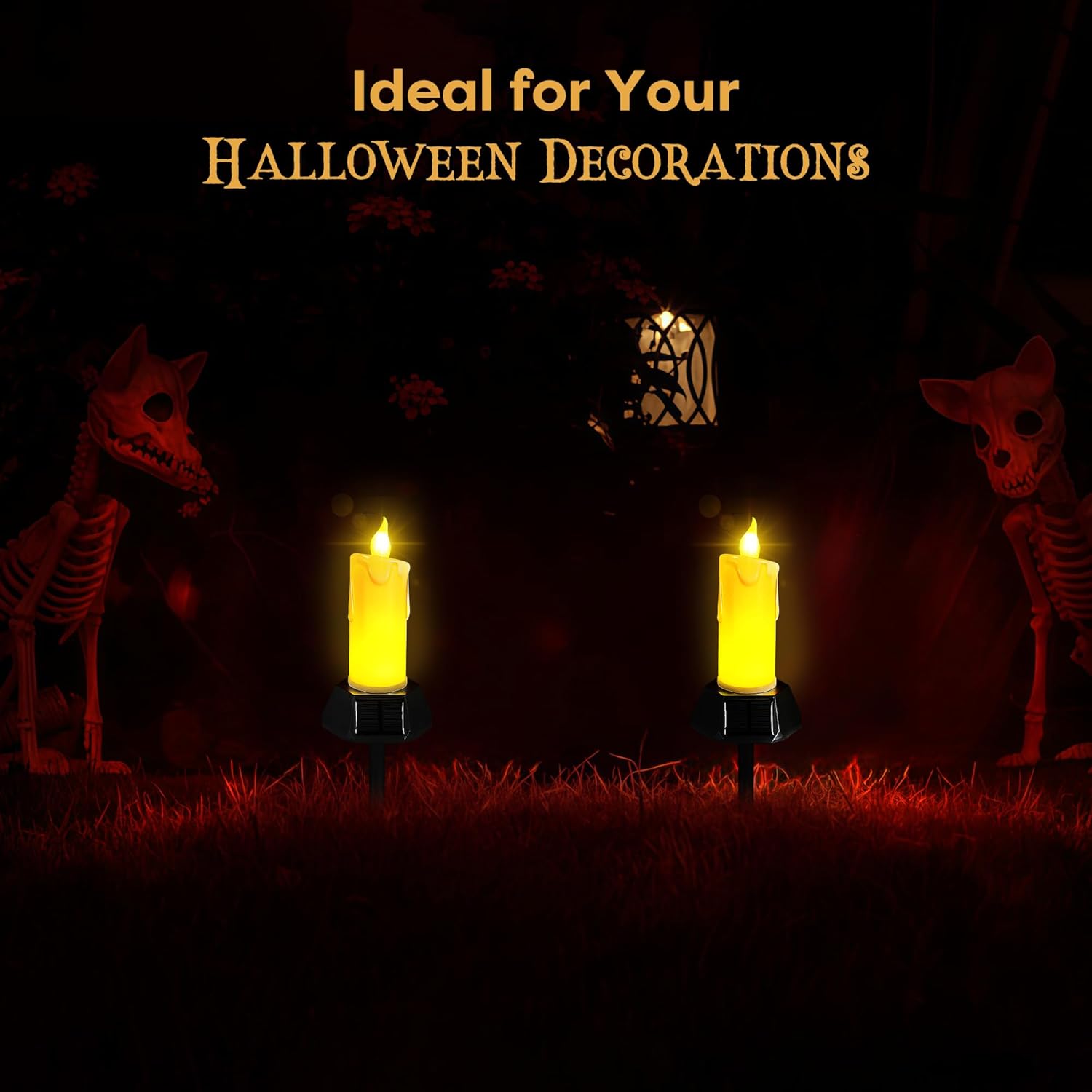 BlcTec Solar Candles Outdoor Waterproof, Realistic Flickering Flames LED Candles with IP65 High Rating Waterproof, Suitable for Lawn, Yard, Pathway, Camping, Graveyard, Halloween Outdoor Decor, 2 PCS