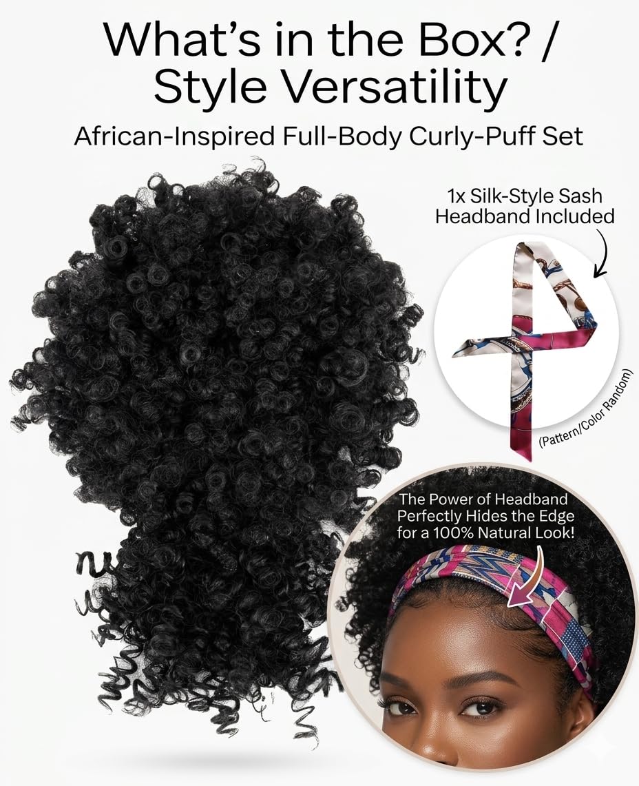 Coda di cavallo con cordoncino, per donne afroamericane, coda di cavallo con frangia, coda di cavallo corta riccia, chignon, extension per capelli (1#)