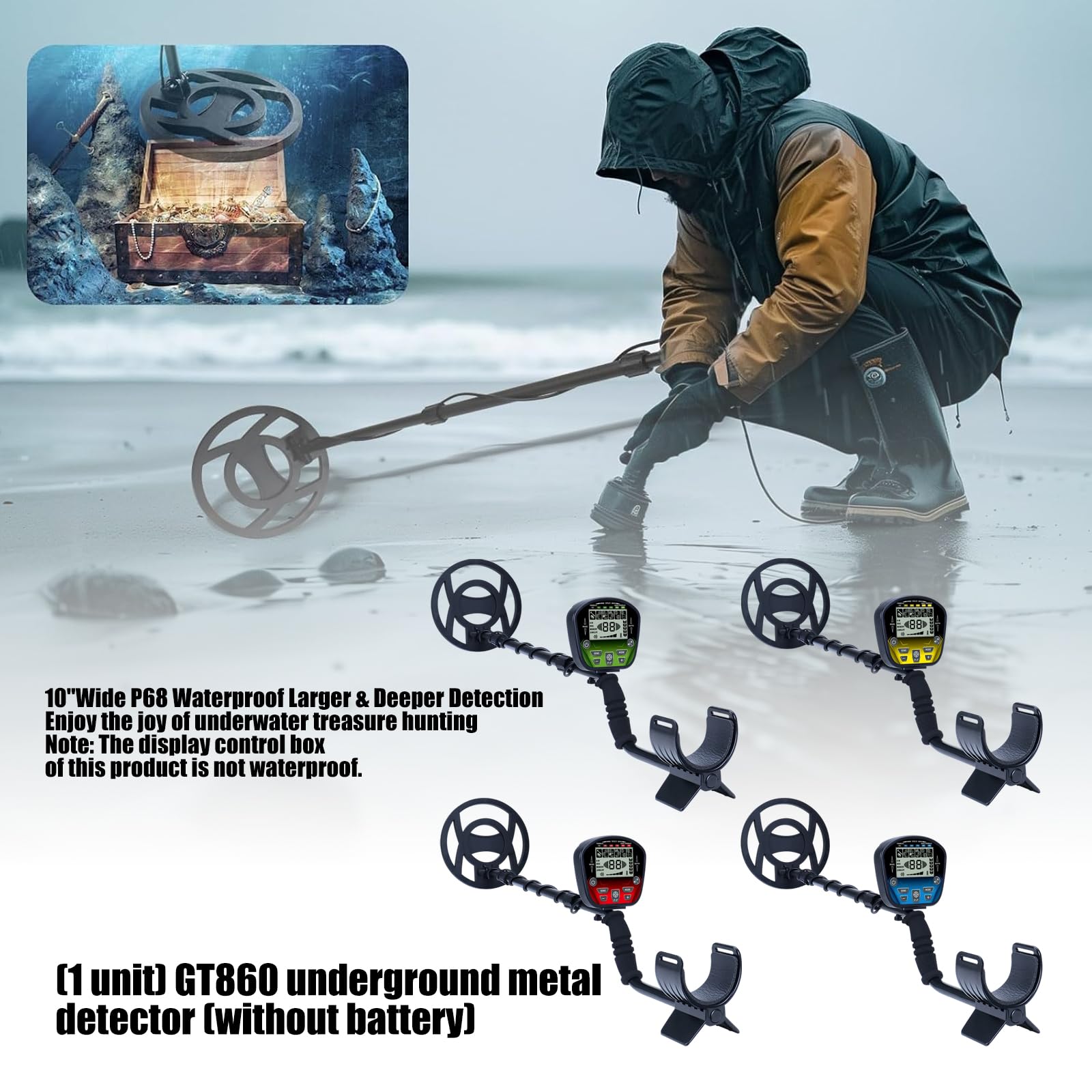 Detector de metales subterráneo Operaciones simples Pantalla LED Indicadores de distancia Alertas de sonido Detección de objetivos de metales Detector de metales Buscador de oro Detector de metales