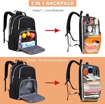 Lunch Backpack for Women, Water Resistant Insulated Cooler Lunch Bag
