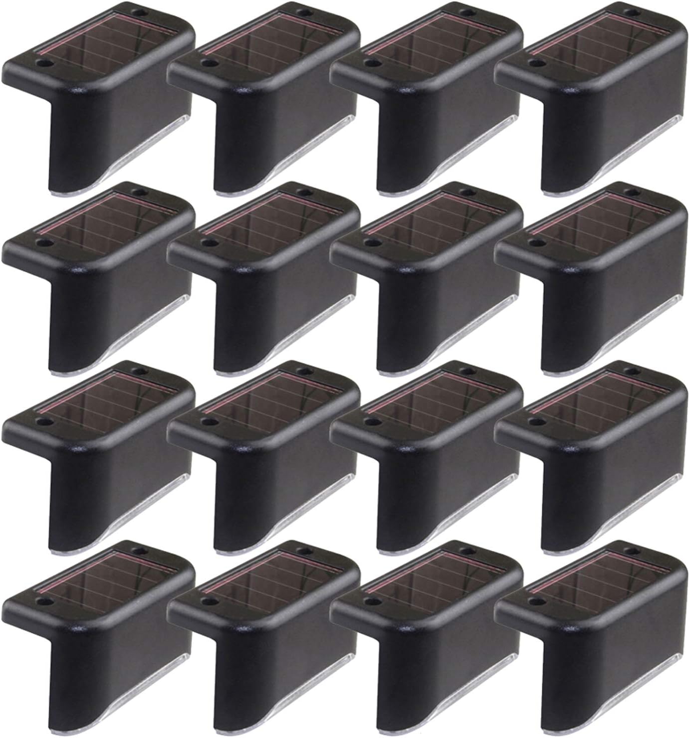 Solar deck lights 16 Pcs Solar Powered step Lights LED Waterproof Lighting forOutdoor,Patio,Stair,Yard,Path,Railing,Pool, Balcony,Wall,Garden,pathway,walkway and Driveway and Fences Decorations(Black)