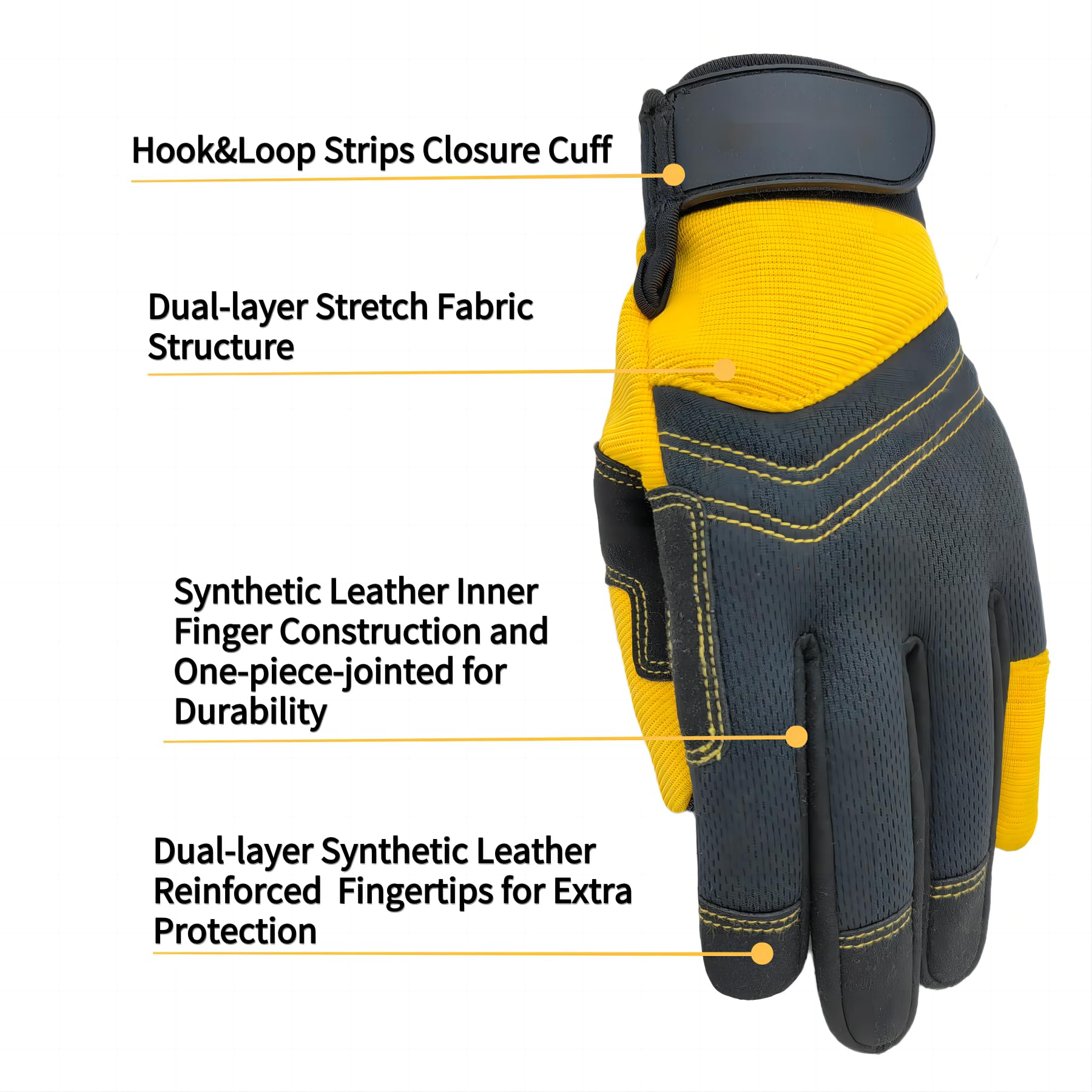 Guantes de jardinería resistentes a las espinas y a la perforación con asa, guantes de jardinería para mujer, guantes de trabajo de cuero, regalos (guantes de trabajo amarillos, talla XL)