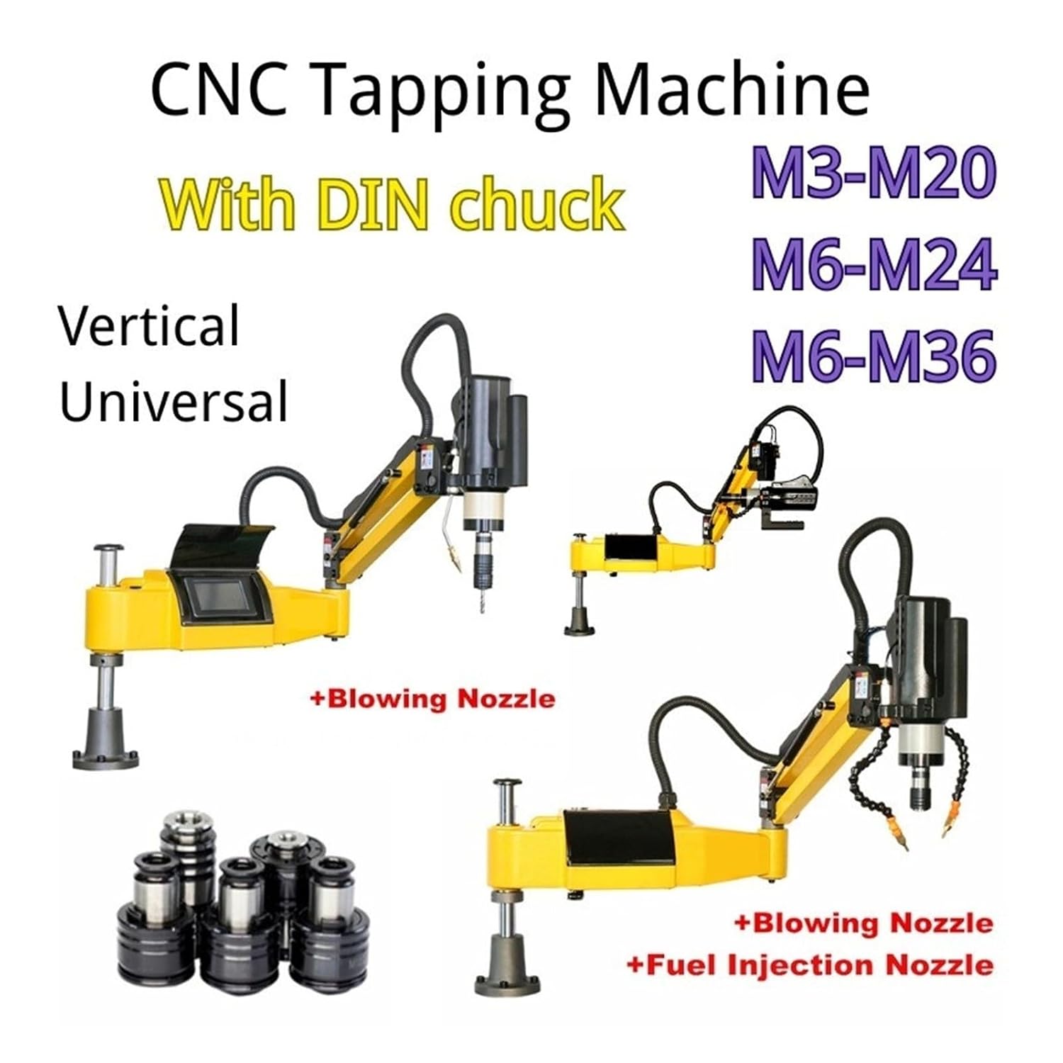 M3-M20-M36 Electric Tapping Machine Servo Motor Electric Tapper Drilling with DIN Chuck Easy Arm Power Tool Threading Machine