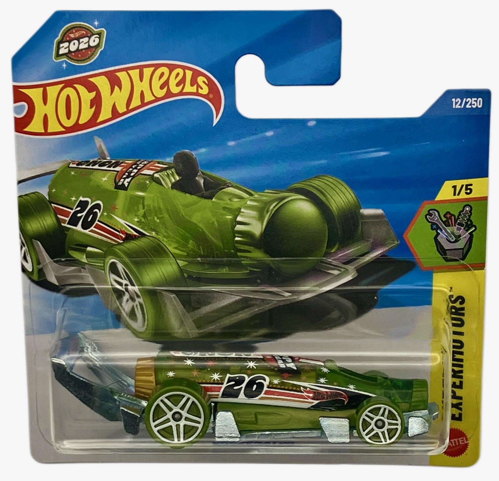 Hot Wheels, Carbonator, Experimotors 1/5, JJH89, Short Card, Futuristic Light Green Racing Vehicle, Fantasy Model - Image 2