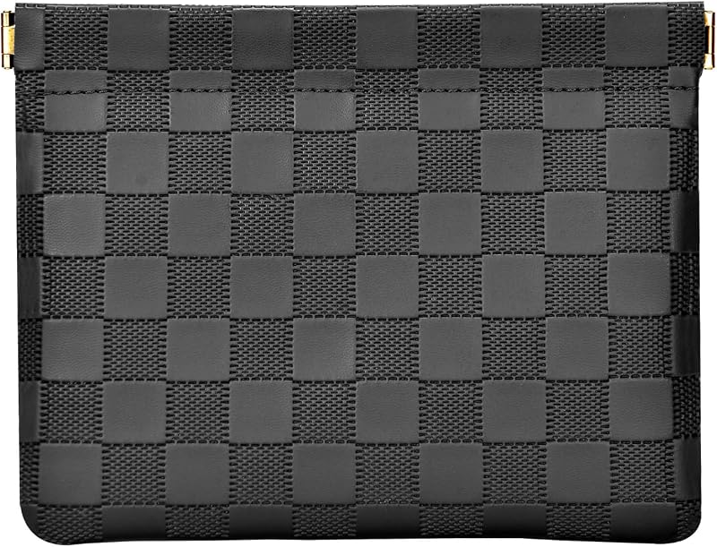 Necessaire de maquiagem HIGH FIT em couro sintético, preta, fechamento magnético, 18 x 0,51 x 13,97 cm