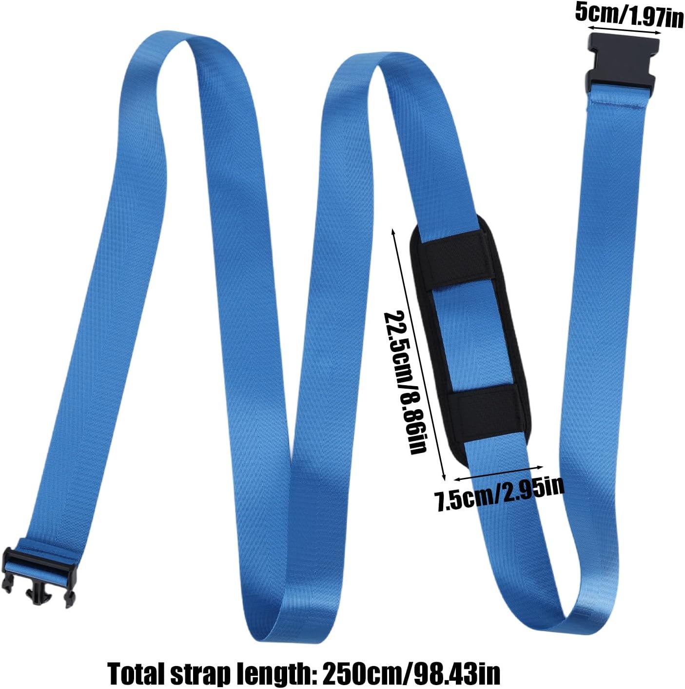 Mobilization Belt, Adjustable Physical Mobilization Band Pt Strap with Thick Cushioning Pad for Yoga Leg Hip Exercise Seatbelt Transfer Stretching Mobility & Gym Techniques (Blue)