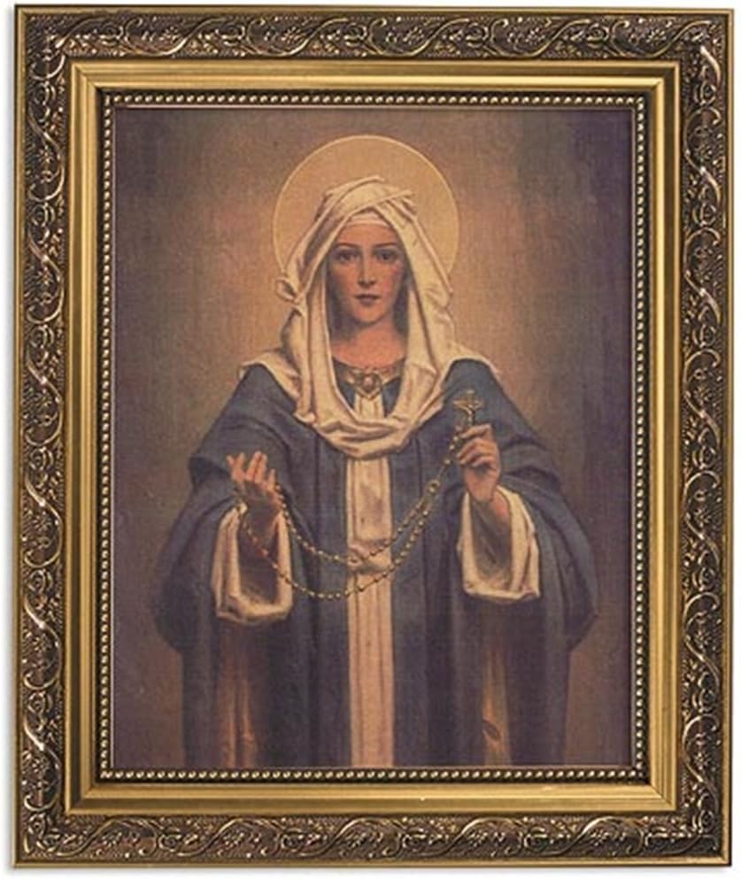 Gerffert Collection Chambers Our Lady of The Rosary Framed Portrait Print, 13 Inch (Ornate Gold Tone Finish Frame)