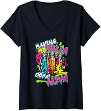 Womens Street Graffiti Mural Artist Painter Making Walls Come Alive V-Neck T-Shirt
