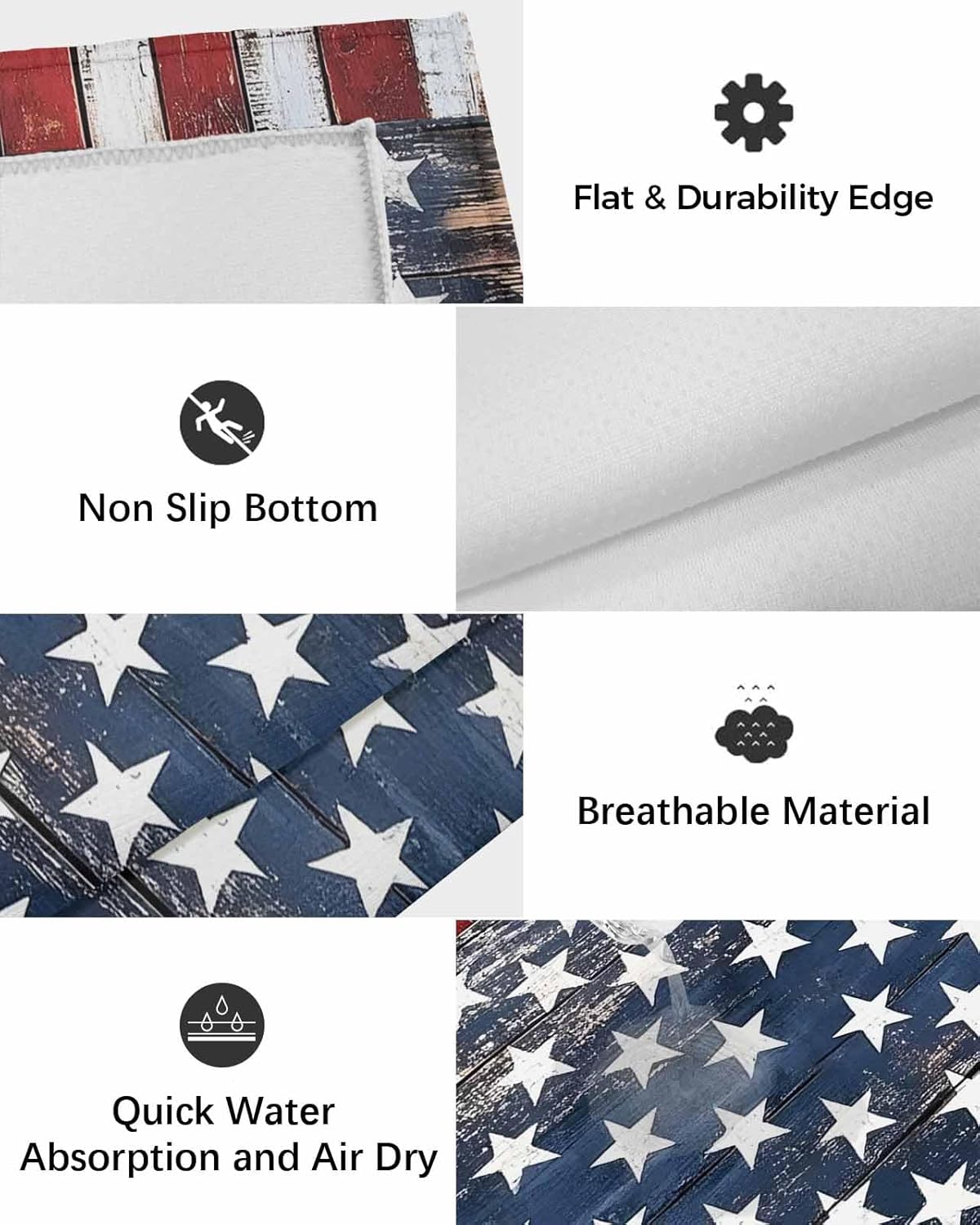 Star Flag Day Indoor Outdoor Area Rug 4x6, Outdoor Rug for Patio RV Backyard Deck Picnic Beach Trailer Camping, 4th of July Vintage Non-Slip Outdoor Carpet Patio Decor Outdoor Decor