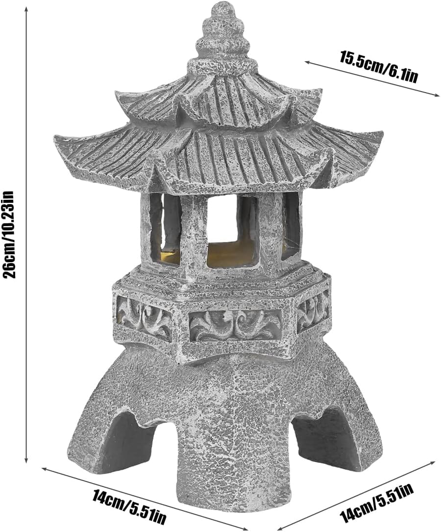 Retro Solar Pagoda Lampa Ogrodowa Wieża Oświetleniowa Statua Ltern Ip55 Wodoodporna Słoneczna Lampa Led Rzeźba Na Zewnątrz Trawnik Wystrój Ogrodu, 1pc