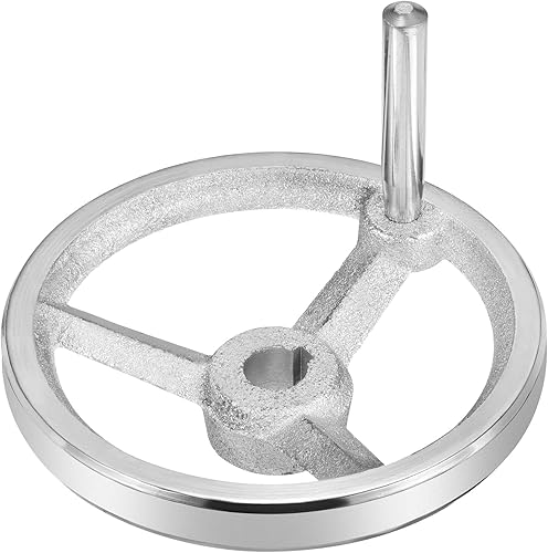 Miniatura 3 de PATIKIL Volante giratorio de 4.724 in de diámetro, 0.551 in de diámetro ID, 1 paquete de hierro fundido cromado con mango para muchos tipos de