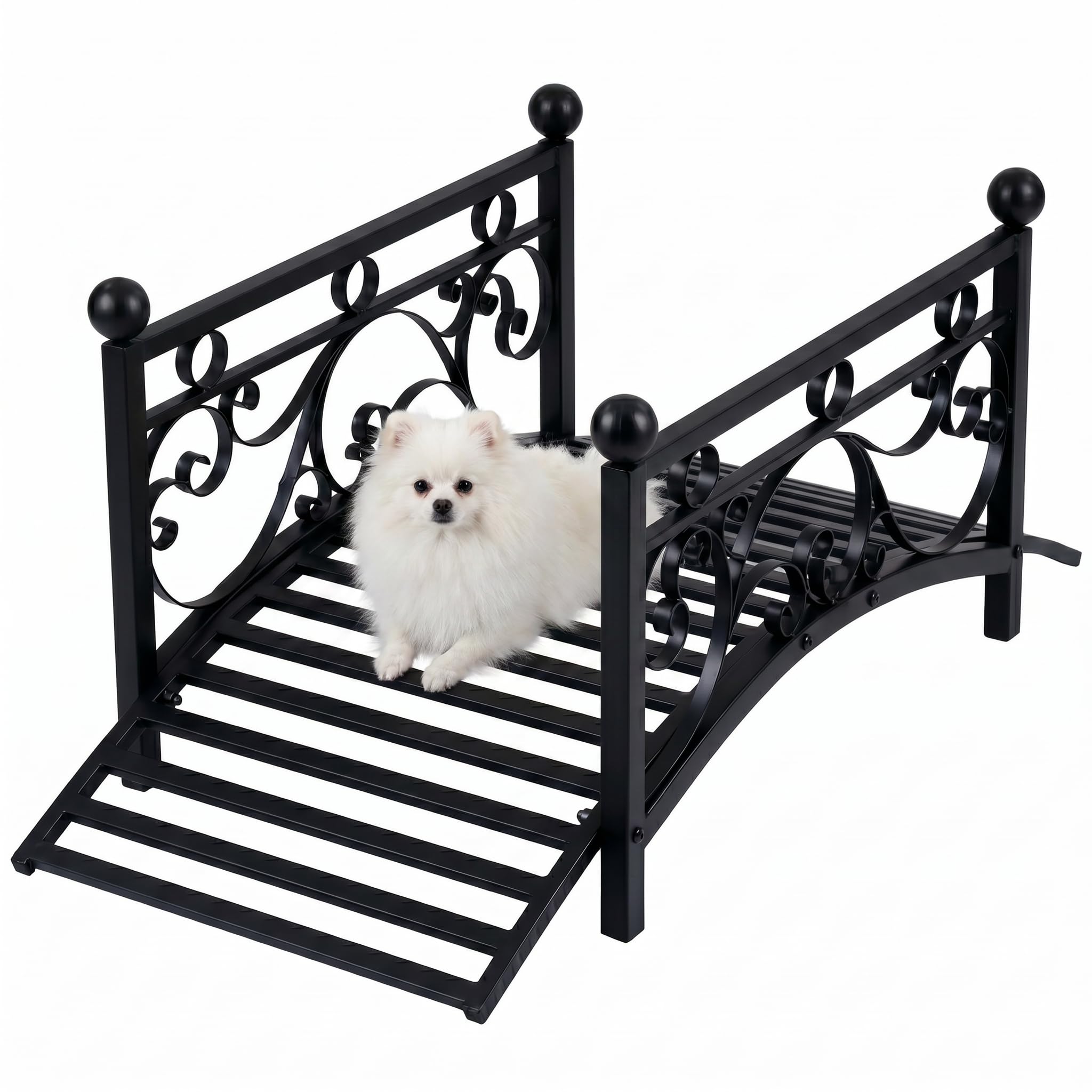 TANGZON Metal Garden Bridge, Decorative Bridge with Railings