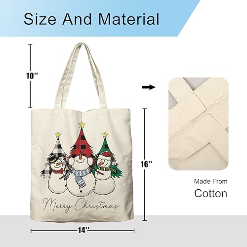 Miniatura 6 de Dlzdn Bolsa de lona con diseño de muñeco de nieve de Navidad para mujer, estética, bonita bolsa de muñeco de nieve, bolsa de compras, bolsa de