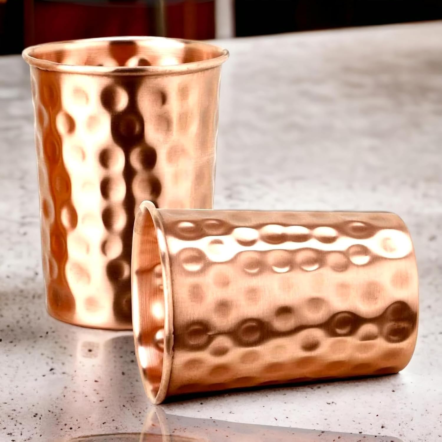 Handcrafted Traditional Hammered Copper Water Glasses – Set of 2 | 300 ml Drinking Tumblers Copper Cups for Home Office Kitchen & Daily Use - Image 5