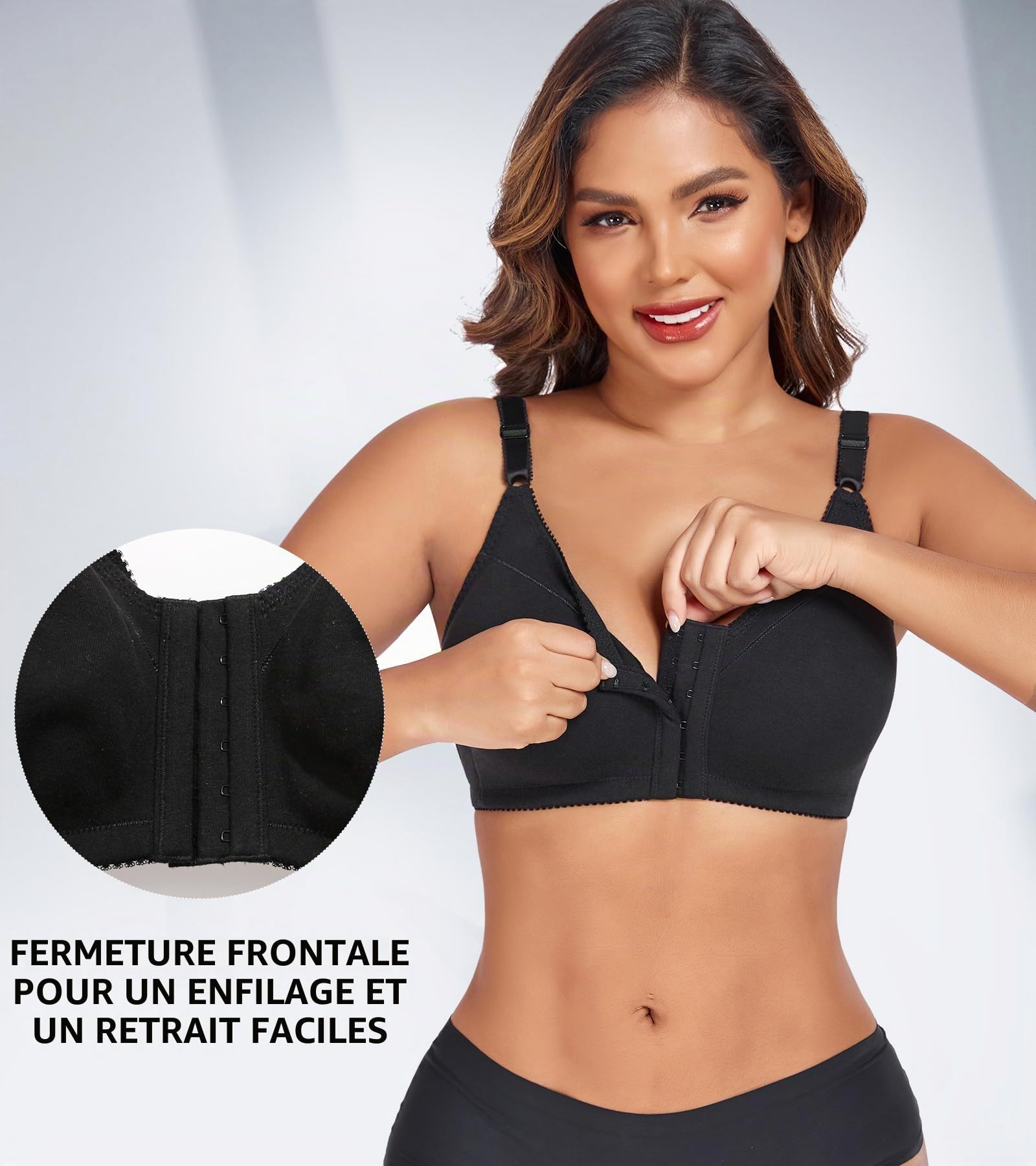DotVol Femmes Front Fermeture Coton sans Fil sans Doublure Confort Tous Les Jours Soutien-Gorge