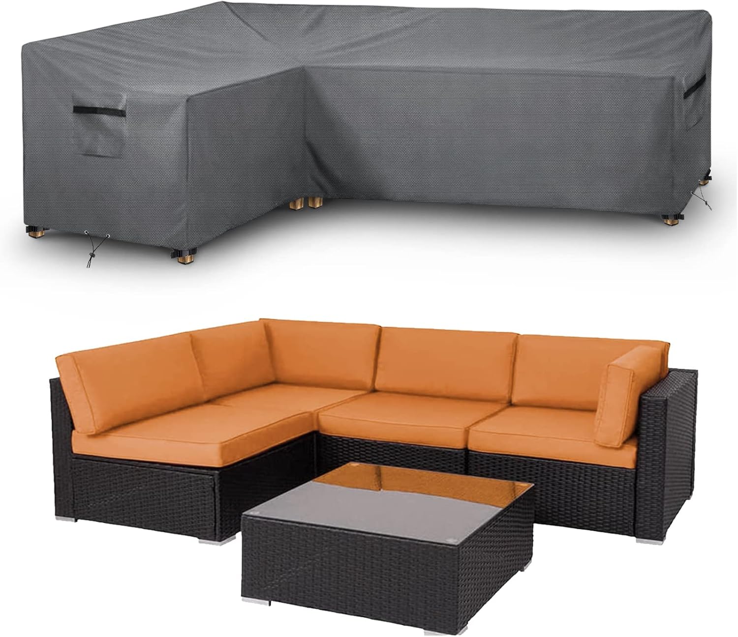 STARTWO L Shaped Outdoor Furniture Cover Waterproof,Durable