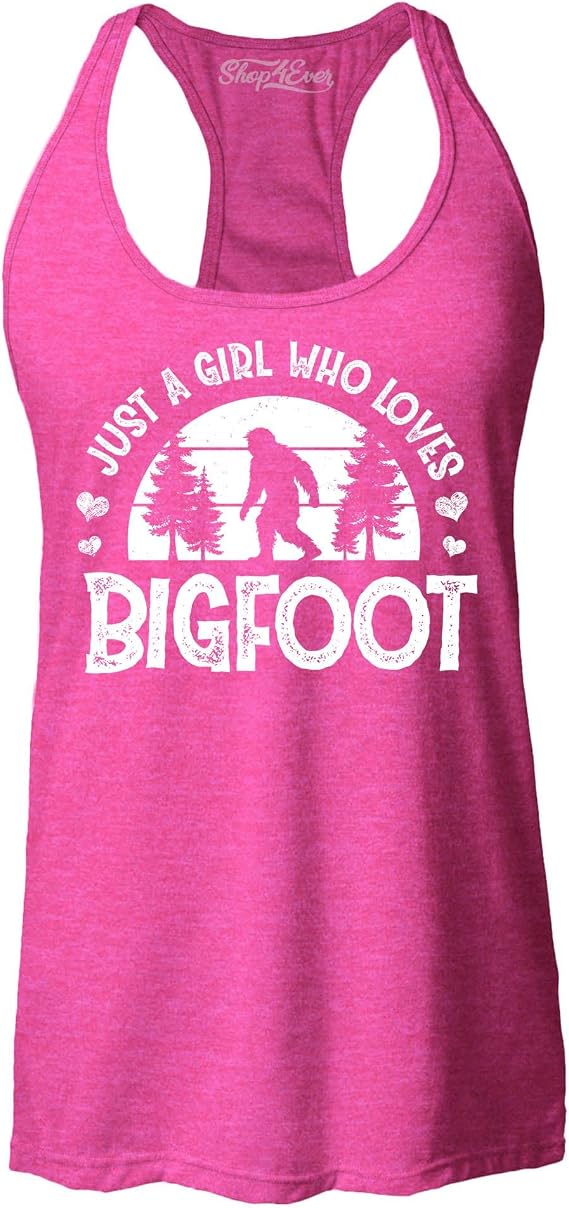 shop4ever Just A Girl Who Loves Bigfoot Women's Racerback Tank Top Slim Fit