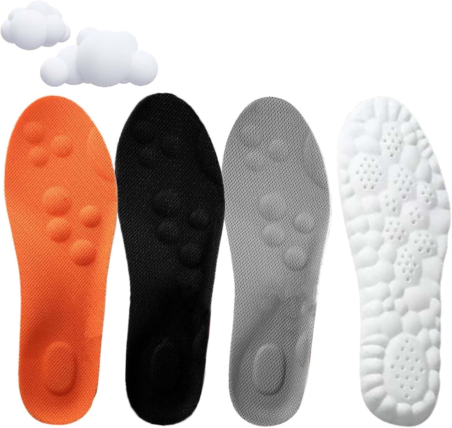 Footstr Insoles for Men Women Kids, 2025 New 4D Cloud Soft Comfort Soles with Arch Support, Elastic Comfort Breathable Memory Massage Insole (3Pair,M10 / W11)