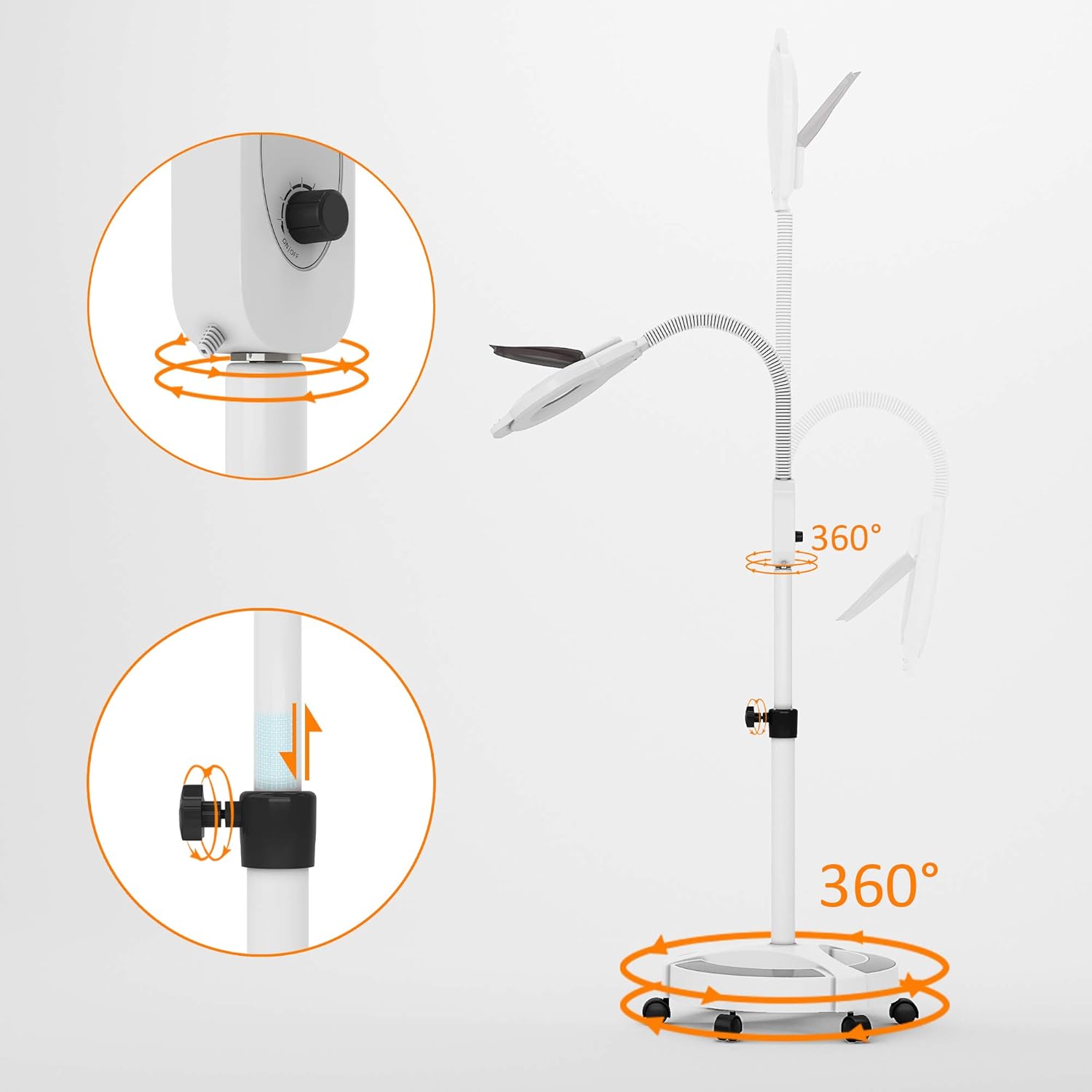 Suреr Chеар 🛒 Magnifying Floor Lamp, Kingsteam Professional 3 Diopter LED Light Magnifier with Flexible Gooseneck Metal Swivel Arm and Stable Wheel Rolling Base for Facials, Lash Extensions, Sewing etc.(White) Exсluѕіvе Dіѕсоunt 70% Prісе Magnifying Floor Lamp, Kingsteam Professional 3 Diopter LED Light Magnifier with Flexible Gooseneck Metal Swivel Arm and Stable Wheel Rolling Base for Facials, Lash Extensions, Sewing etc.(White)