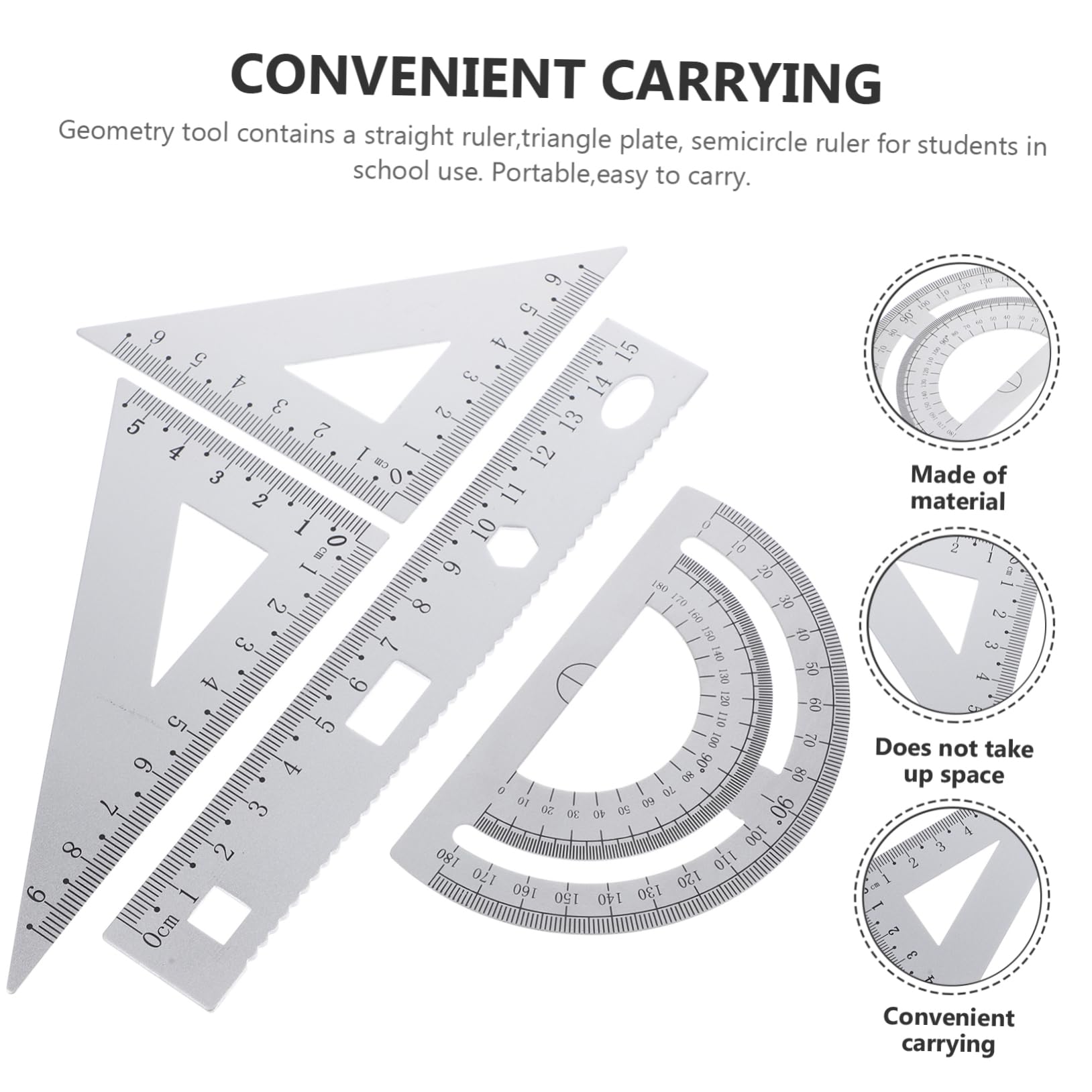 Conjunto de Geometría Metálica 4 Piezas de Aleación Plateada