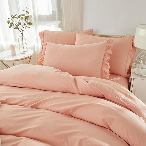 Miniatura 6 de Brandream Juego de funda de edredón para niños, tamaño matrimonialqueen, 100% algodón puro lavado, 3 piezas, ropa de cama para niña, delicado