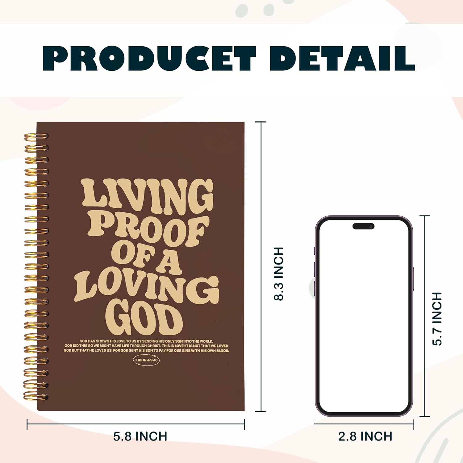 BearCake Christian Journals for Men, Living Proof of a Loving God Christian Notebook, Bible Notebooks for Note Taking, Bible Journaling Notebook, Hardcover Spiral Notebook 5.5x8.3 - Image 6