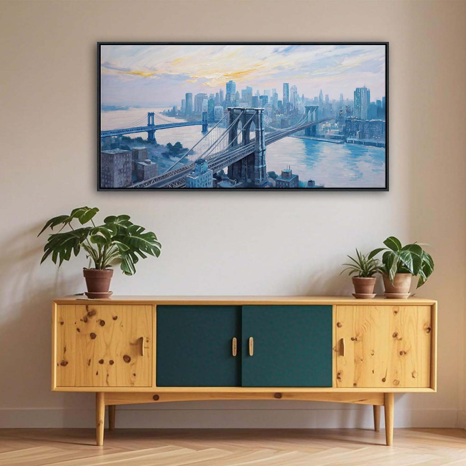 Modern Wall Art - New York Pictures Wall Decor for Living Room, Contemporary Artwork for Walls, Large Framed Art, Brooklyn Bridge Wall Art for Office 20×40IN image 5
