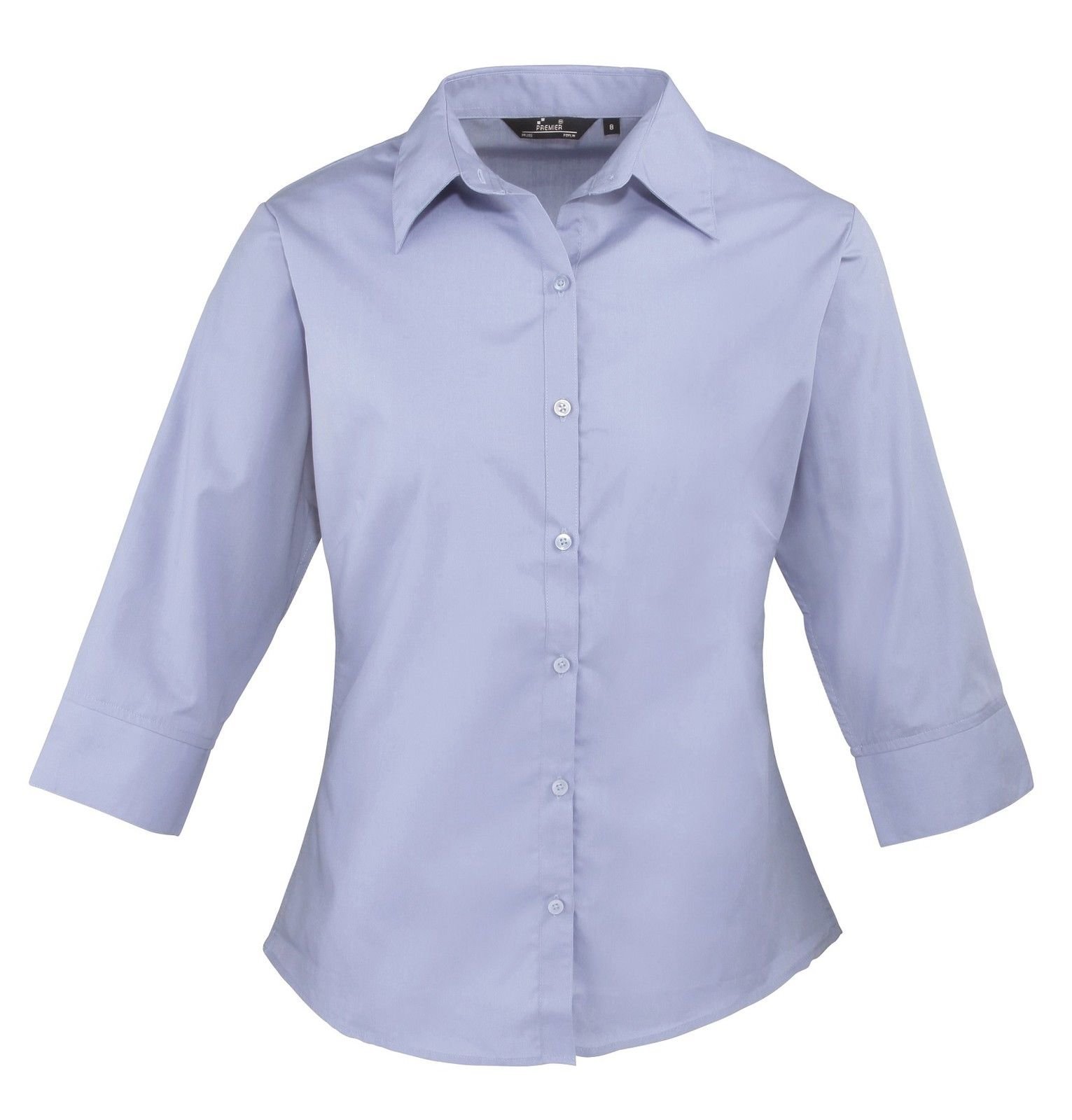 Premier Workwear Ladies 3/4 Sleeve Poplin Blouse Mid Blue 18
