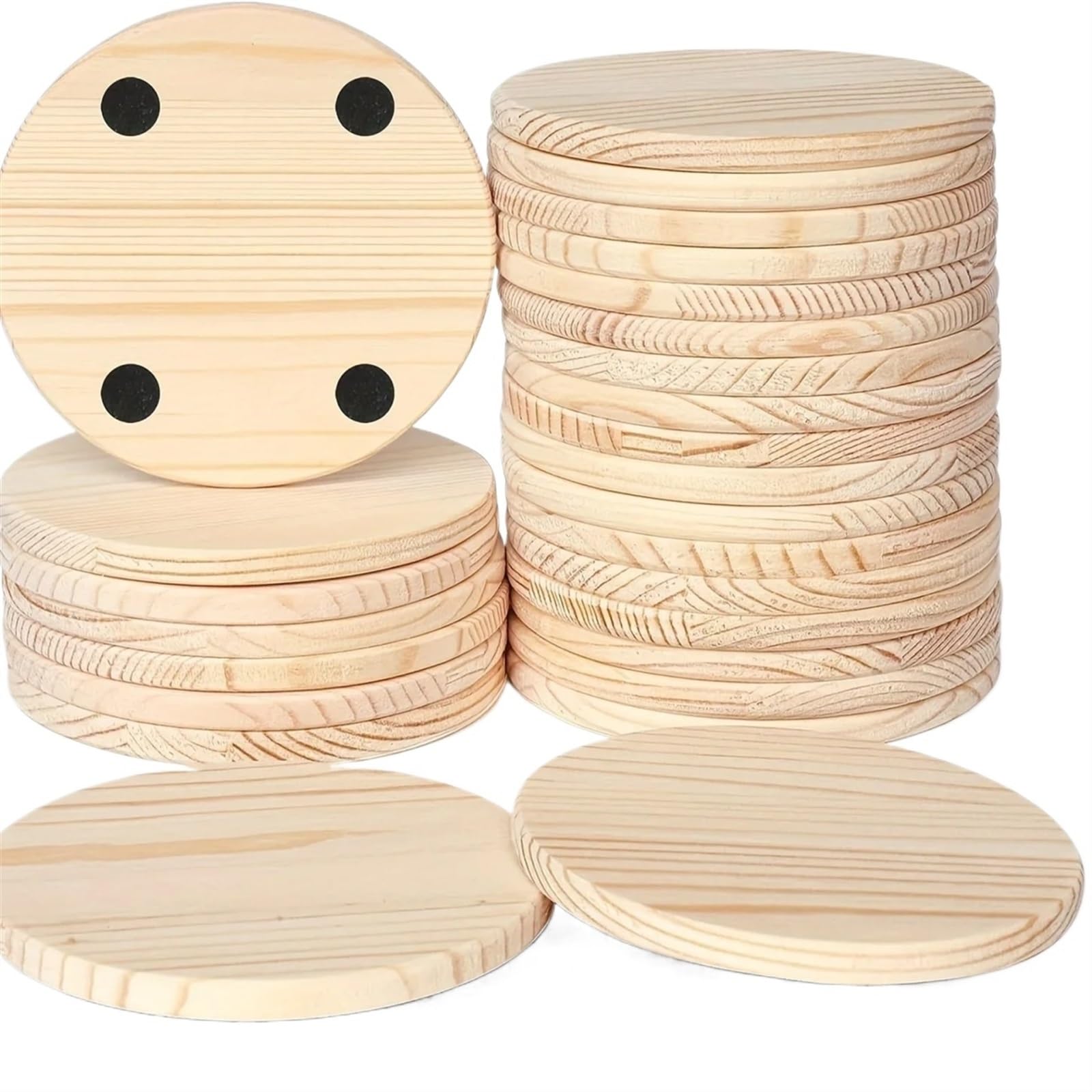 Sottobicchieri Sottobicchiere circolare in legno vuoto da 4 pollici utilizzato for l'artigianato con puntini in silicone antiscivolo for la decorazione della casa con pittura fai da te e incisione su