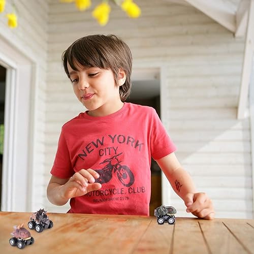 Miniatura 6 de Juguetes de dinosaurio para niños de 3 a 7 años, autos de dinosaurio para niños, paquete de 4 juguetes de automóvil, juguetes de regalo, autos de