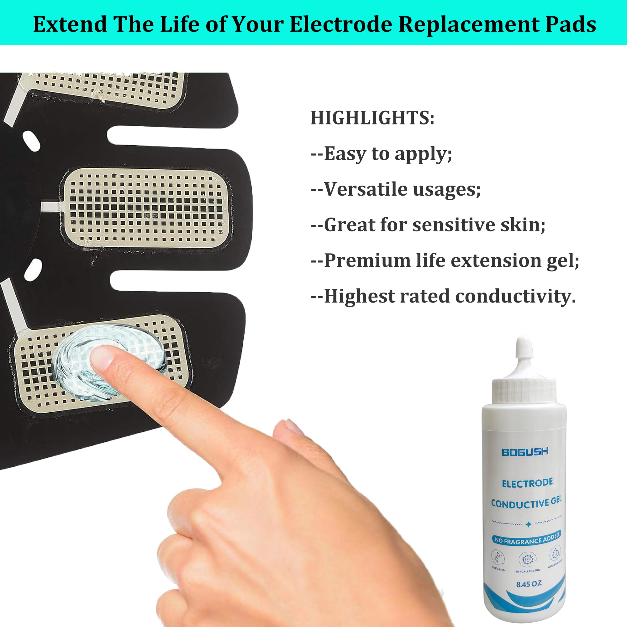 Bogush Electrode Conductive Gel for TENS Unit Pads Electrode Gel 8.45 oz — Amazon image 2