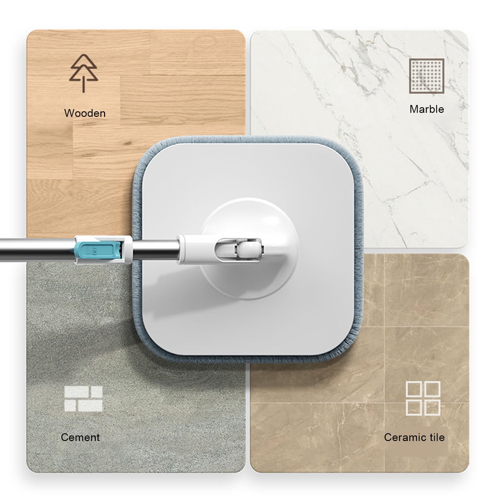 Sxhlseller Juego de Cubos para Fregona Giratoria con Separación Automática |Fregona Cuadrada Giratoria de 360° para Limpieza de Suelos de Baldosas de Madera