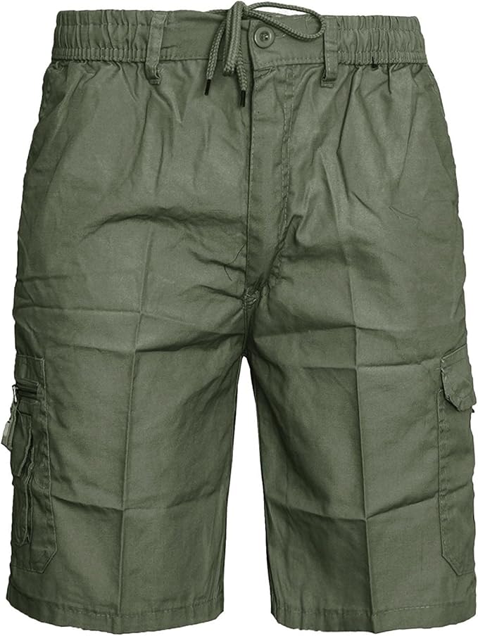 N A COLLECTION New Men's Plain Shorts Cargo Combat Pockets Summer Polyester Cotton Beach Fitness 