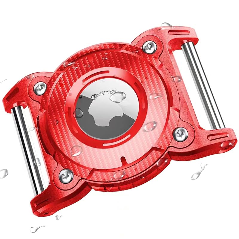 Suporte para Apple AirTag em coleira de cachorro ONEONTA com TPU rígido e argola metálica removível, vermelho, 1 unidade