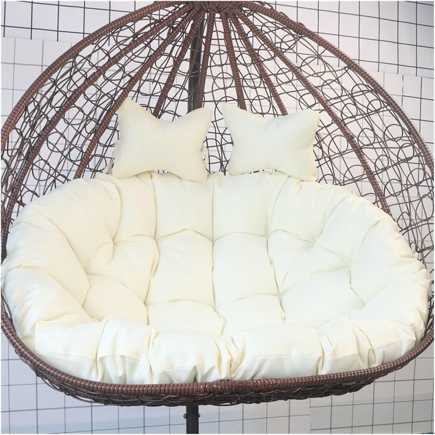 Meiiron Swing Egg Chair 2 Persons Cushion, Large Round Swing Cushion, Washable Hanging Chair Cushion Pads with Cushion, Patio Hammock Wicker Chair Seat for Indoor Outdoor Furniture(Color 4)