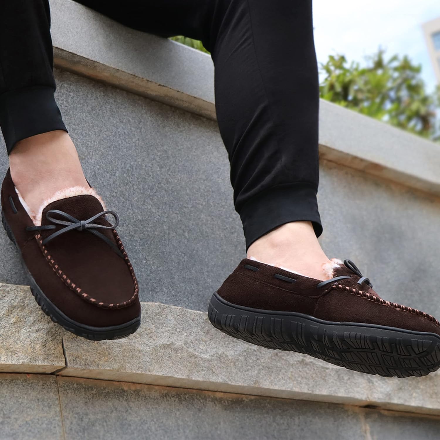 MIXIN Mens Slippers Indoor Outdoor Memory Foam House Shoes Anti-Slip Moccasins Slippers for Men - Image 3