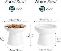 Vista 2 de vancasso Elevated Cat Bowls 2-Pack, Ceramic Raised Cat Food and Water Dishes with 5.1" Height & 6.2" Wide Opening - Anti Vomit, Whisker Fatigue