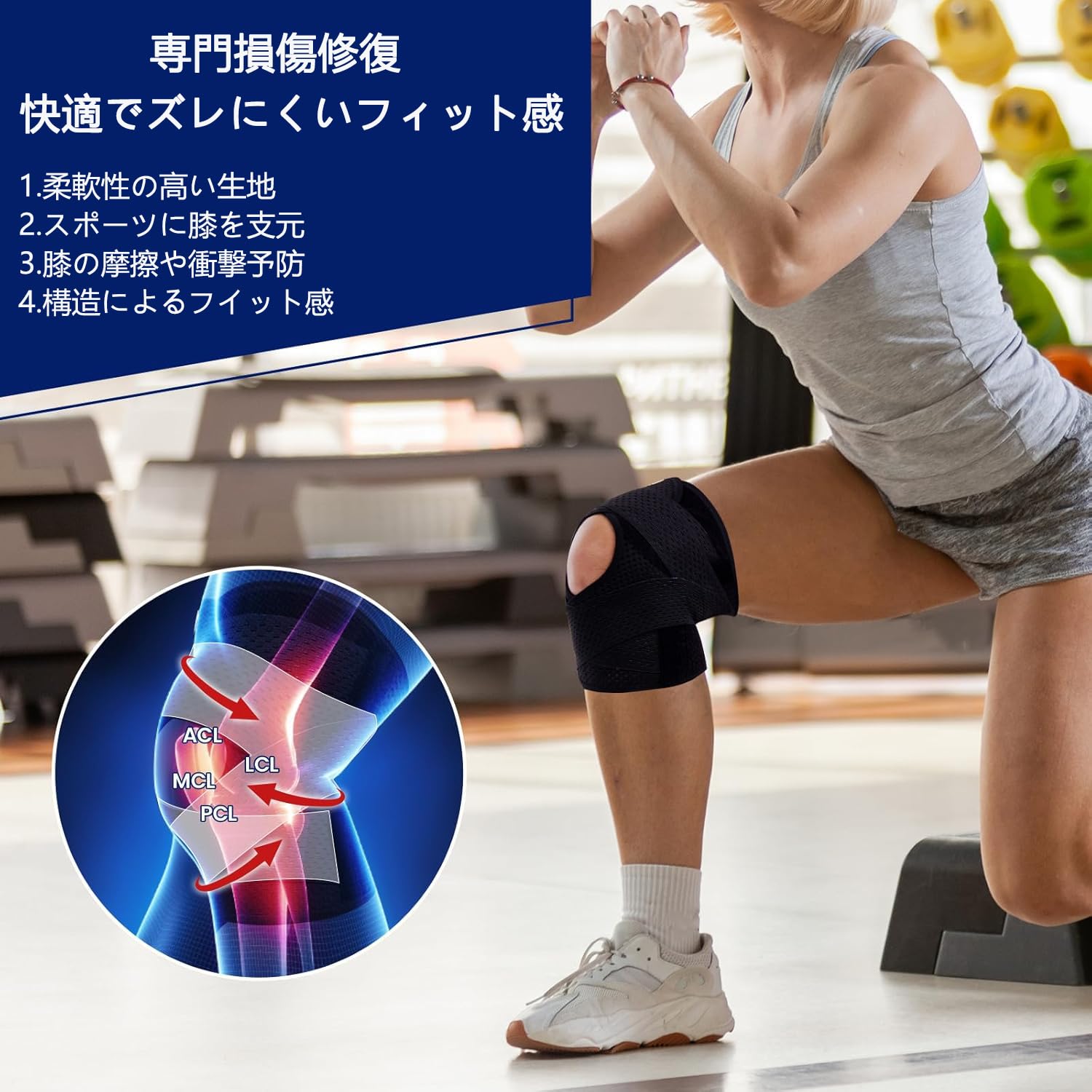Amazon.co.jp: 【2月発売NEWモデル】膝サポーター 膝パッド ひざ固定 V
